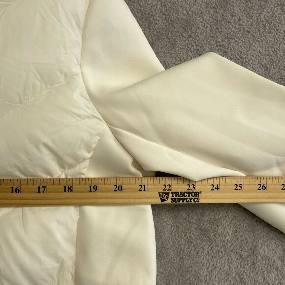 DKNY Women's L Hooded Quilted Jacket With Black Zipper Pockets Ivory i1712 - Picture 5 of 10